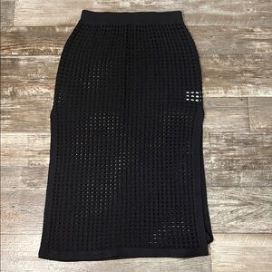 Lands' End Women's Cotton Open Knit Maxi Swim Cover-up Skirt Size Small